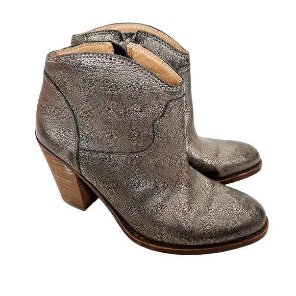 Lucky Brand Bronze Metallic Leather Booties Sz 7 - Picture 2 of 11